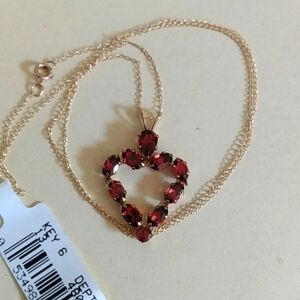 10k yellow gold garnet heart necklace